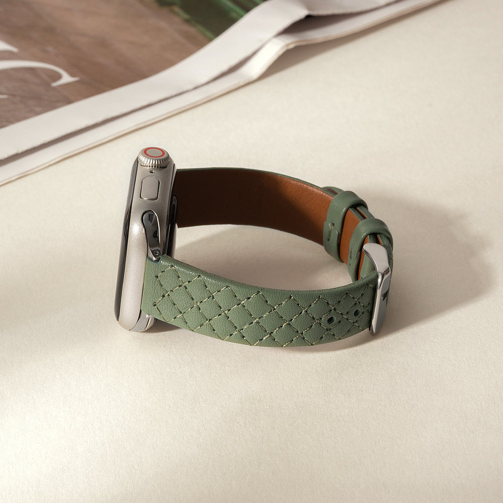 Elegant Quilted Leather Watch Band for Apple Watch