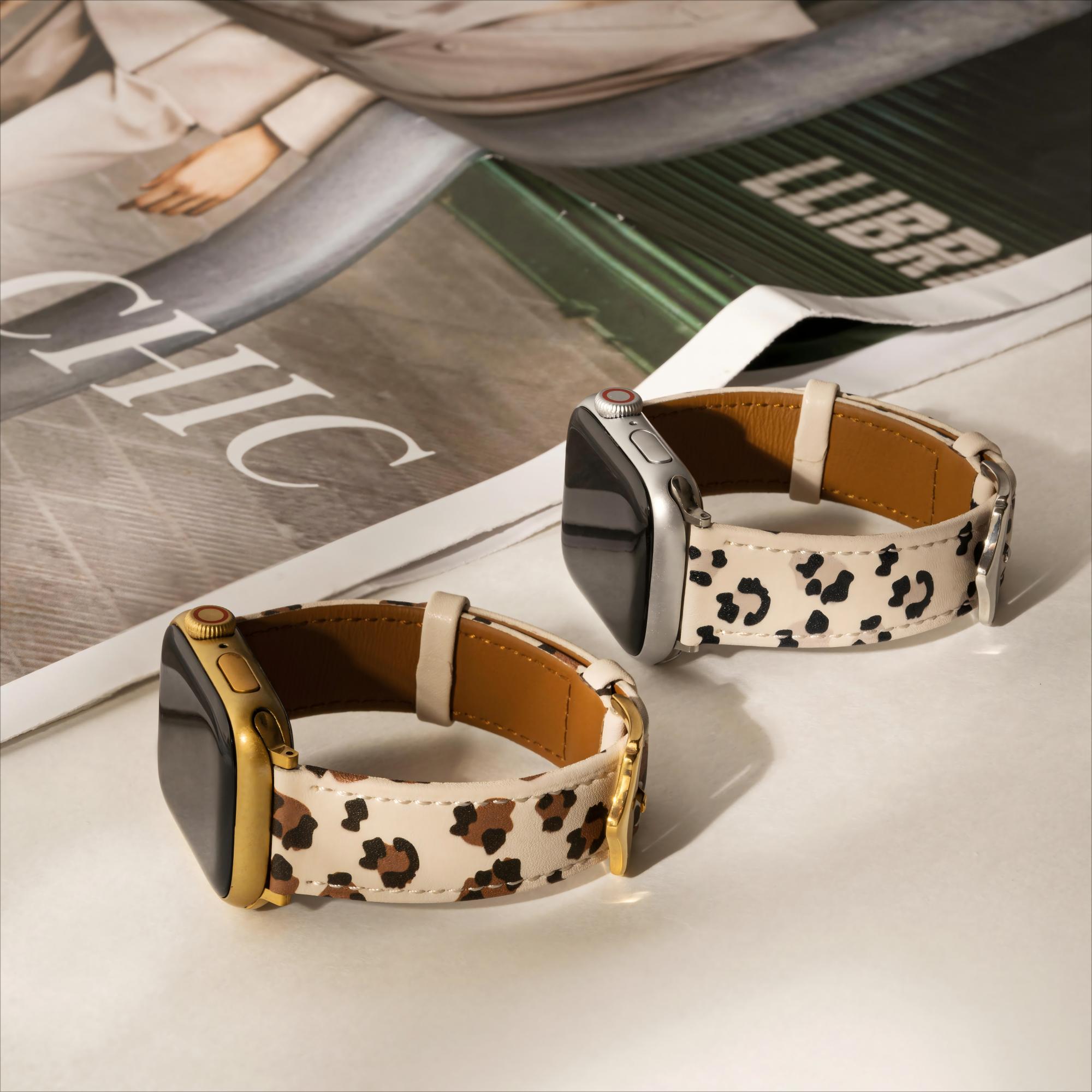 Leopard Print Leather Watch Band for Apple Watch