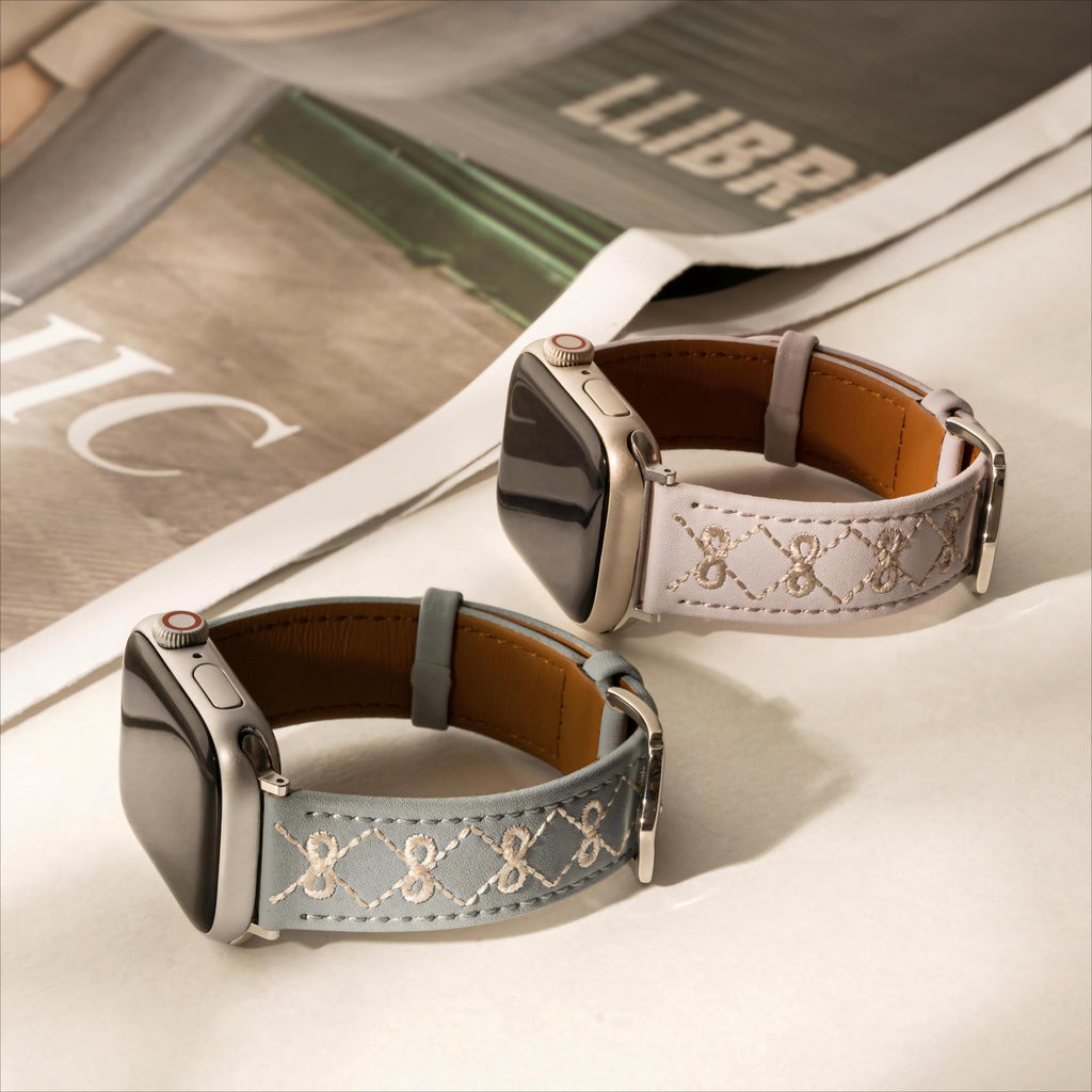 Embroidered Bow Leather Watch Band for Apple Watch