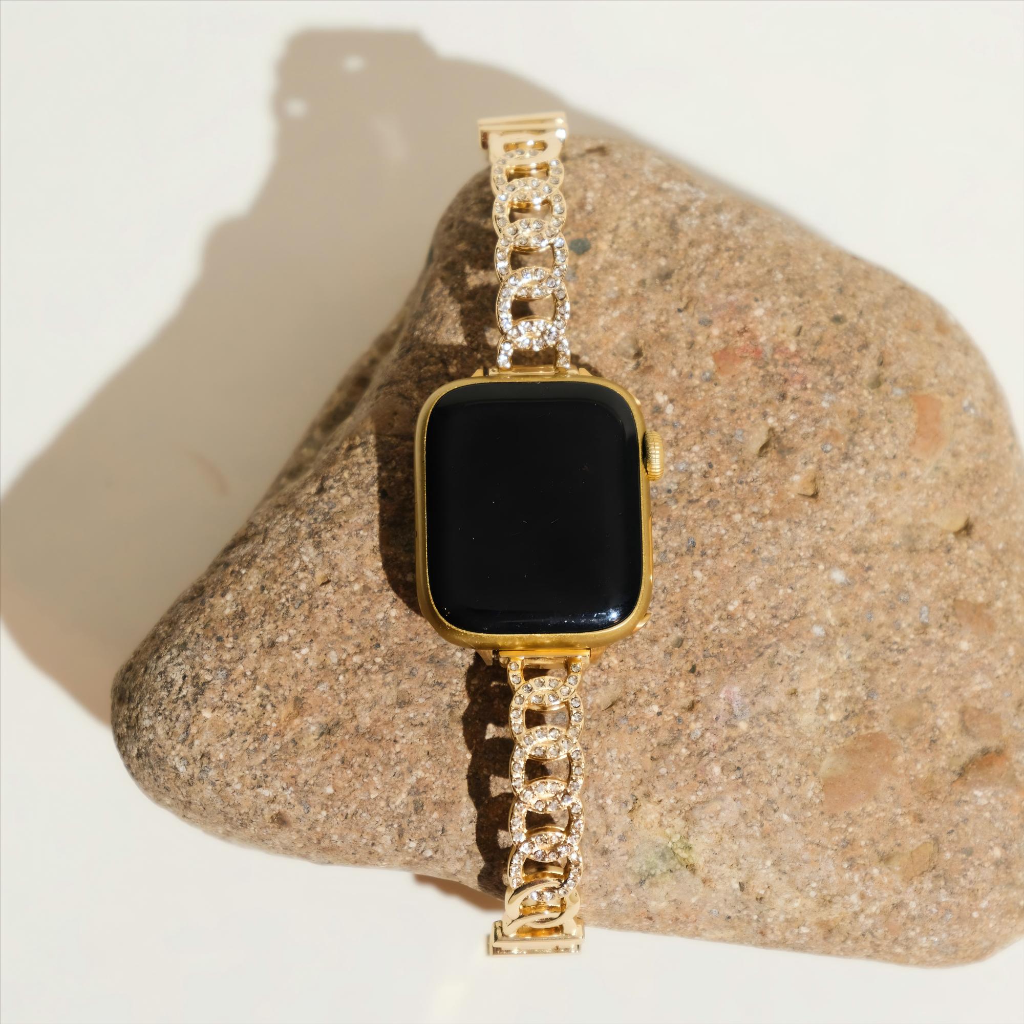Rhinestone Circular Metal Watch Band