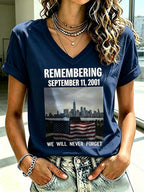 Women's Never Forget September 11 Print T-Shirt