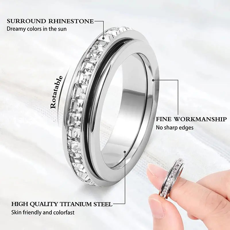 Anxiety Rings for Women & Men - Titanium Steel Fidget Band