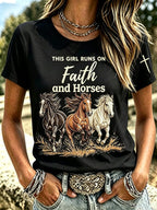 Women's Vintage Western Faith-Print T-Shirt