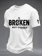 Men's Christian Cross Broken But Chosen Print Tee