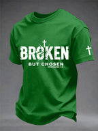 Men's Christian Cross Broken But Chosen Print Tee