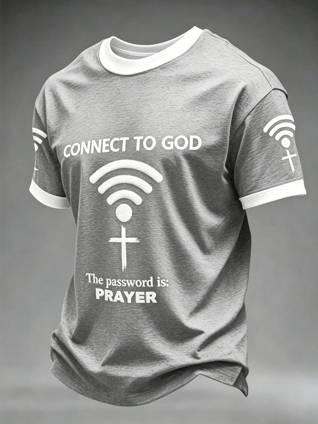 Men's "Connect To God,The Password IS Prayer" Print Casual T-Shirt