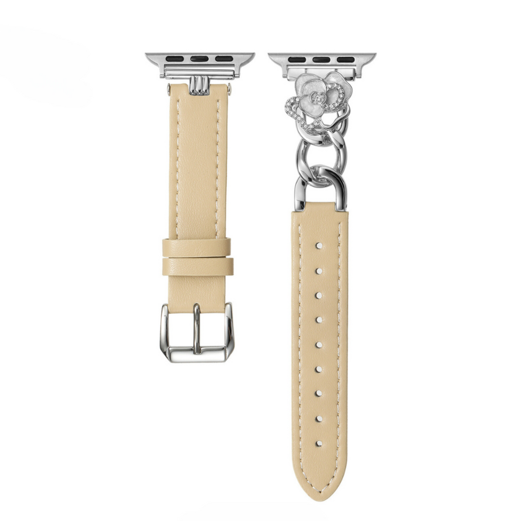 Camellia Chain Leather Watch Band for Apple Watch