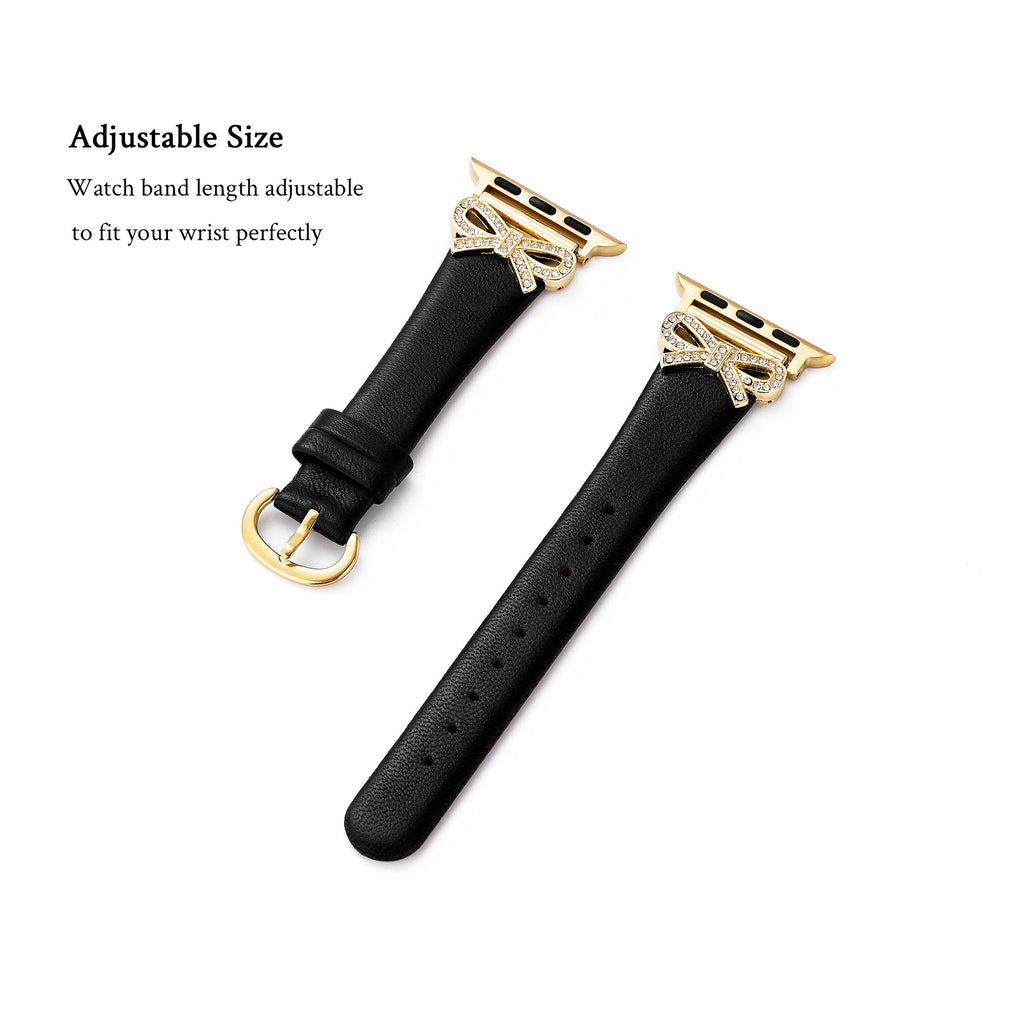 Crystal Bowknot Leather Watch Band for Apple Watch