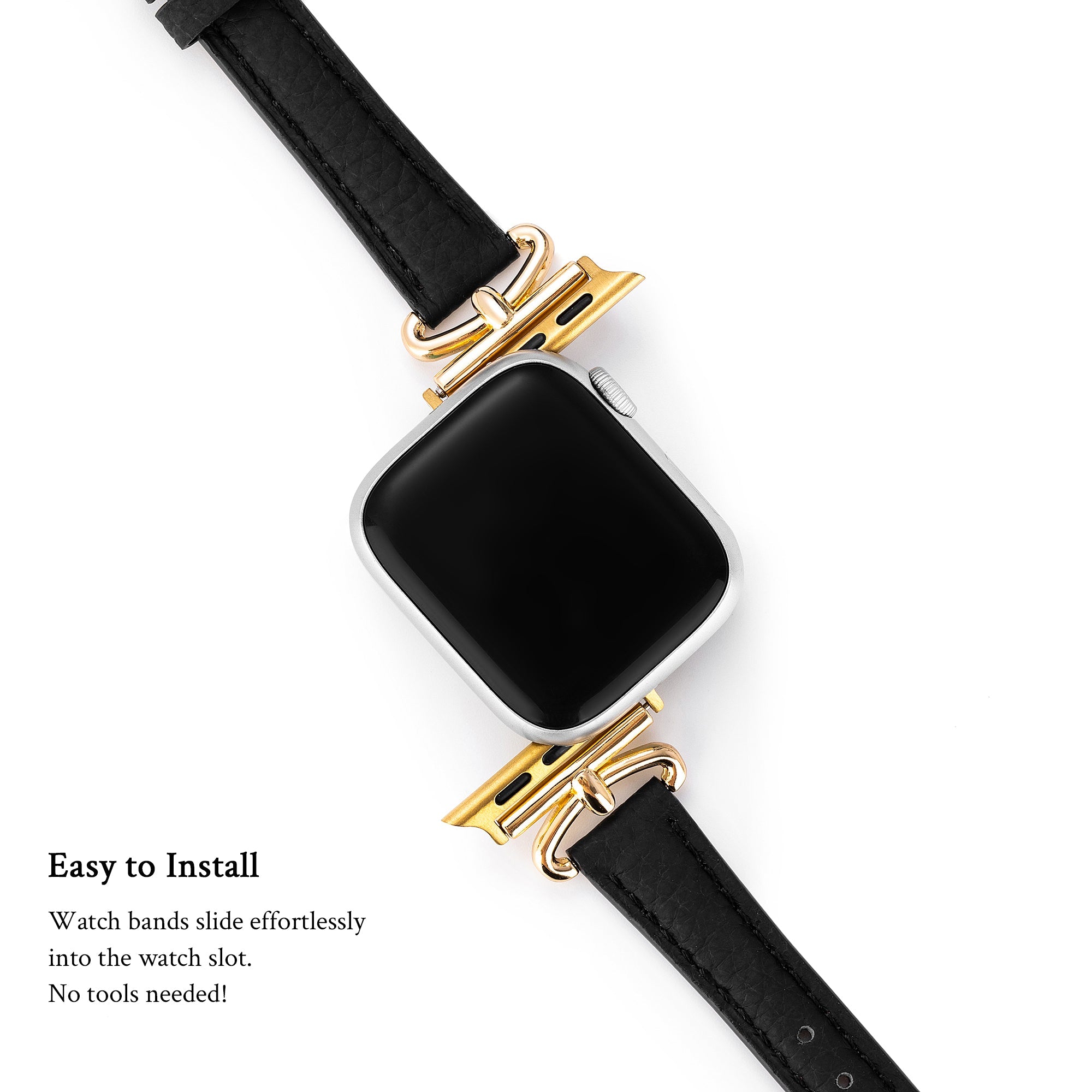 Metal Accented Leather Watch Band for Apple Watch