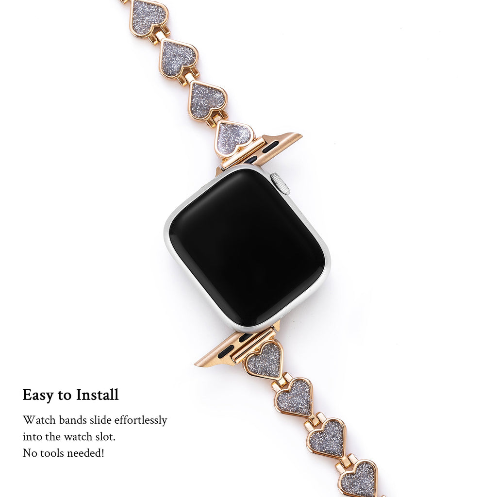 Glitter Love Metal Watch Band for Apple Watch
