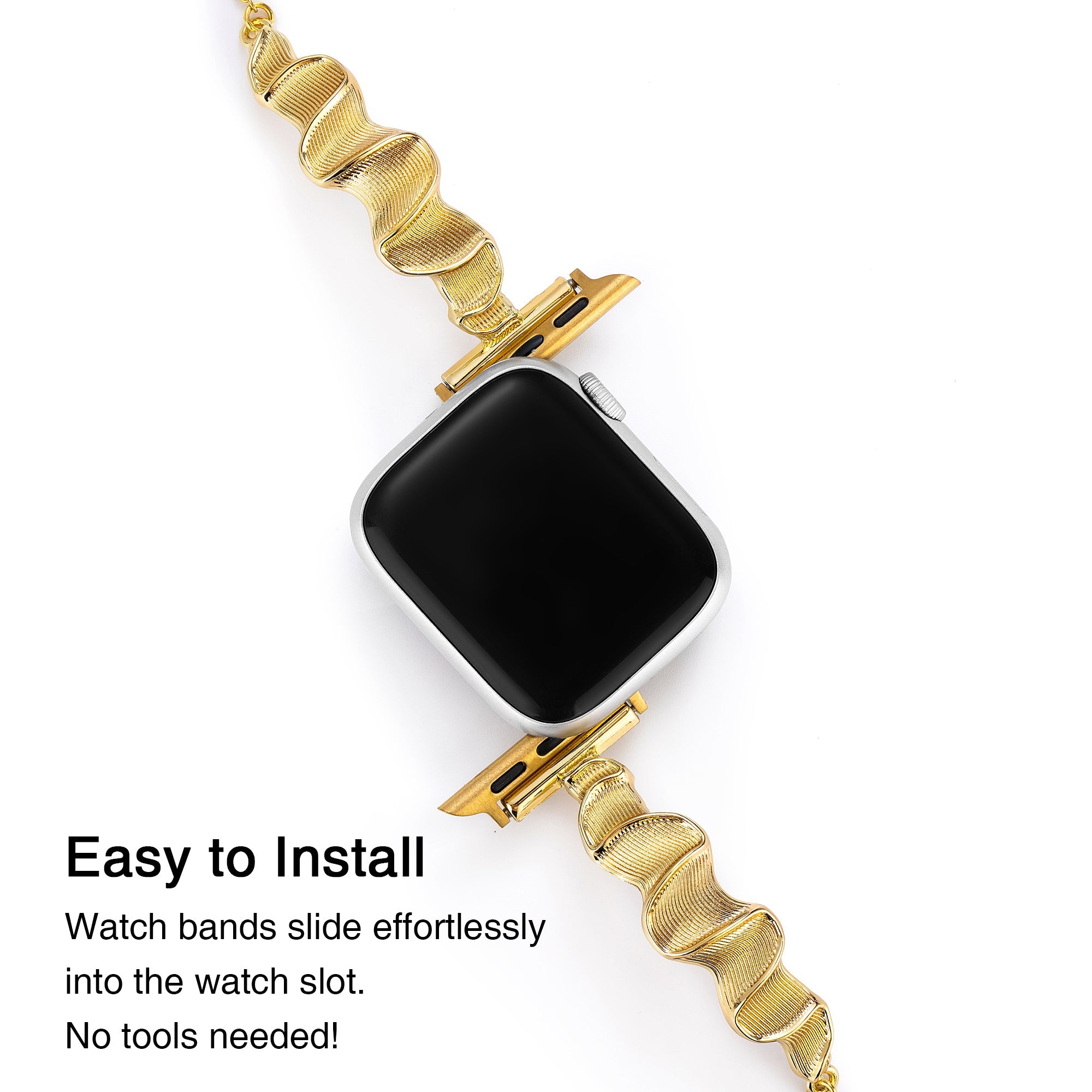 Sleek Wavy Metal Watch Band for Apple Watch