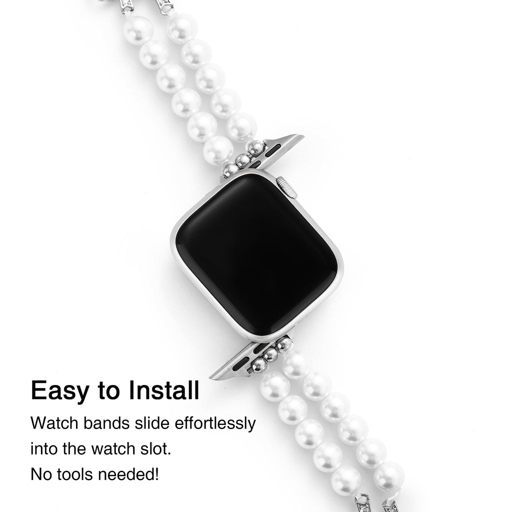 Double Pearl-Beaded Watch Band for Apple Watch