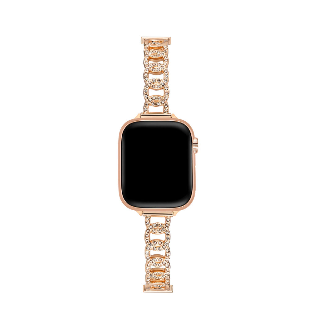 Rhinestone Circular Metal Watch Band