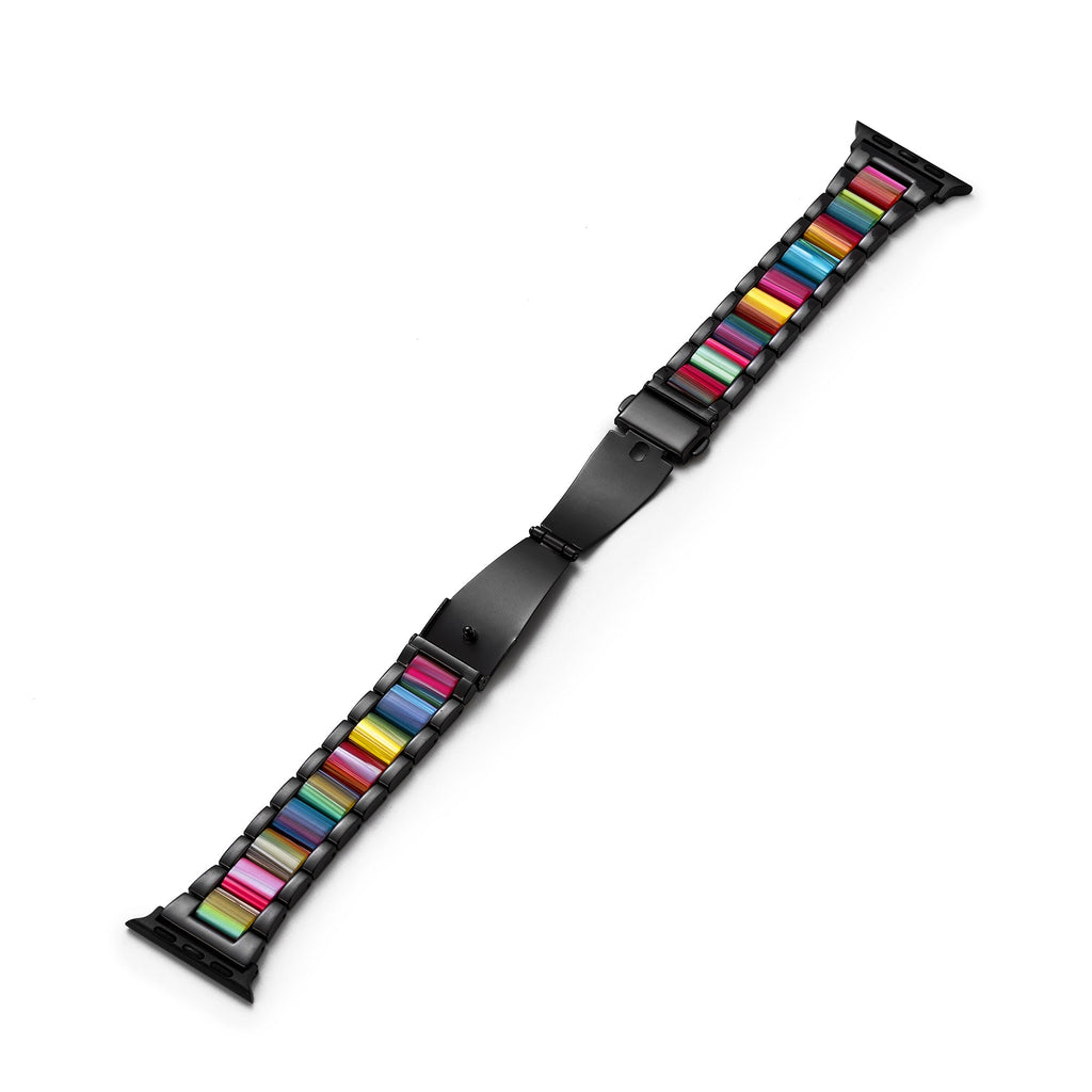 Unisex Rainbow Resin Metal Watch Band