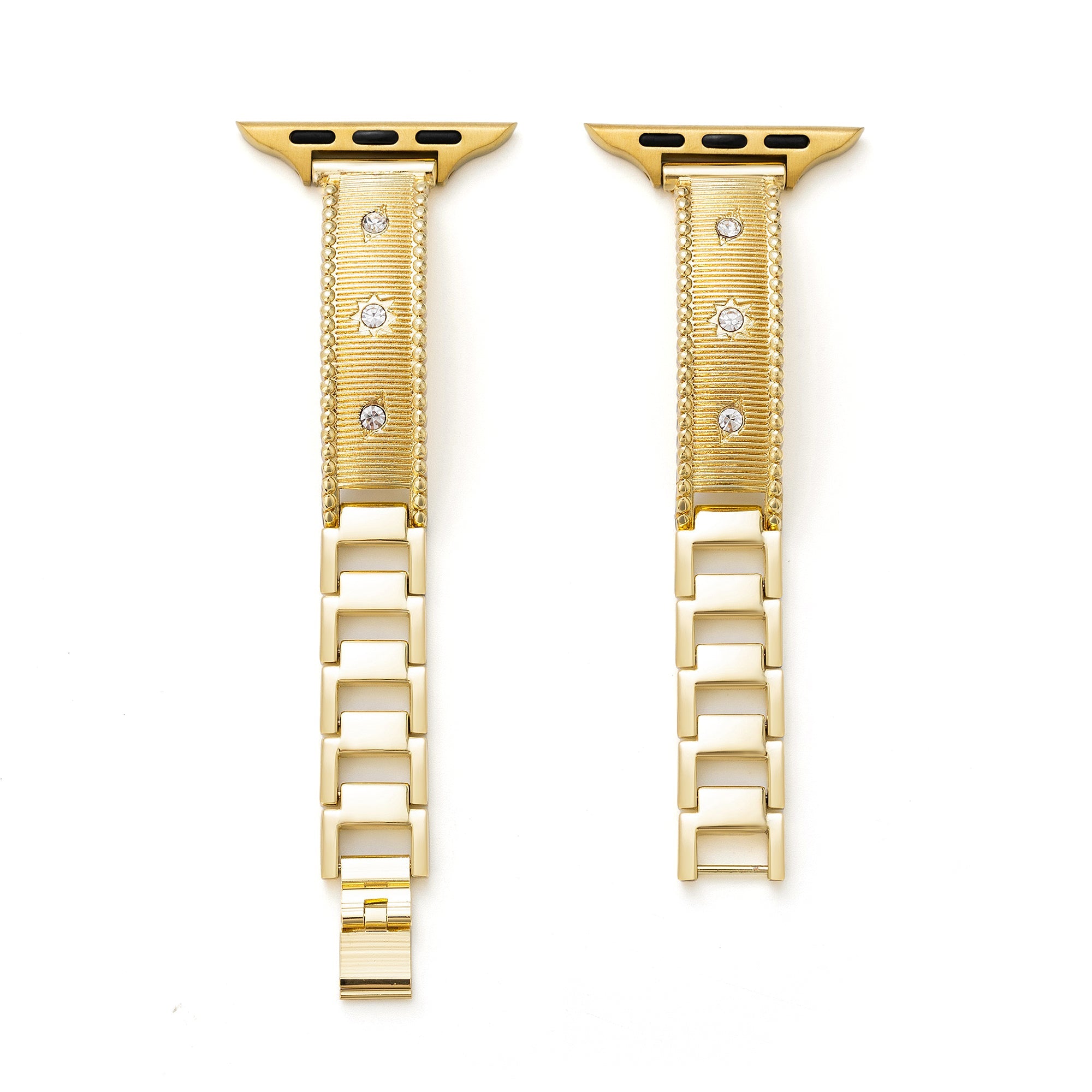 Rhinestone Brushed Metal Watch Band