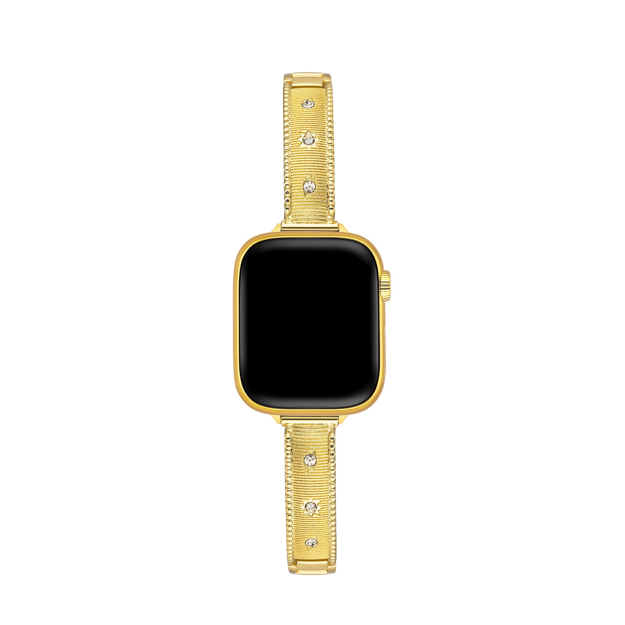 Rhinestone Brushed Metal Watch Band