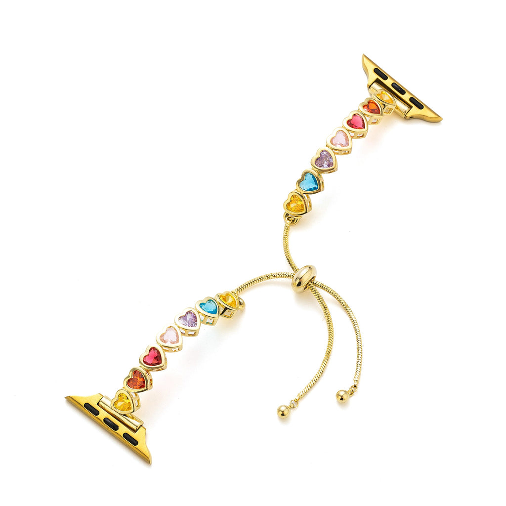 Rainbow Love 14k Gold / Platinum Plated Watch Band for Apple Watch
