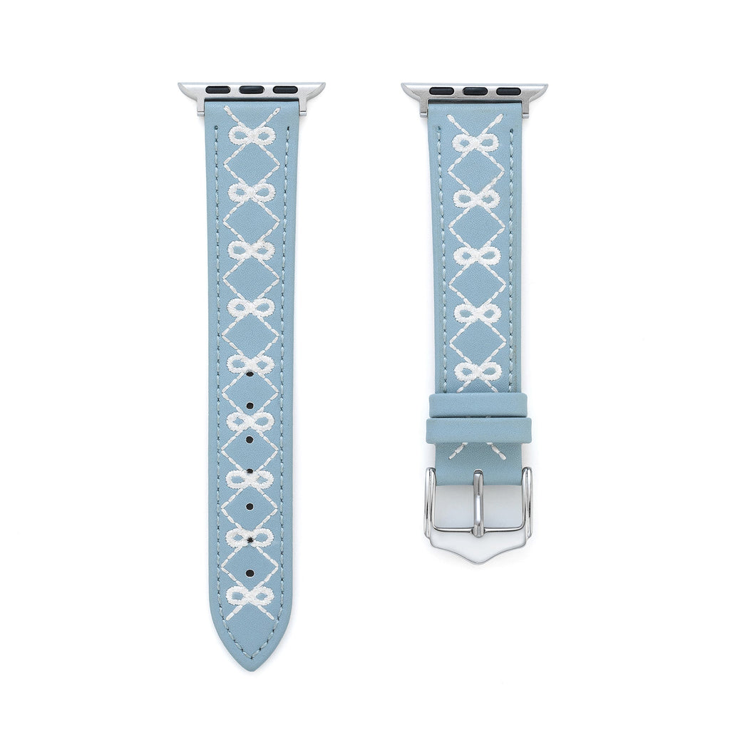 Embroidered Bow Leather Watch Band for Apple Watch