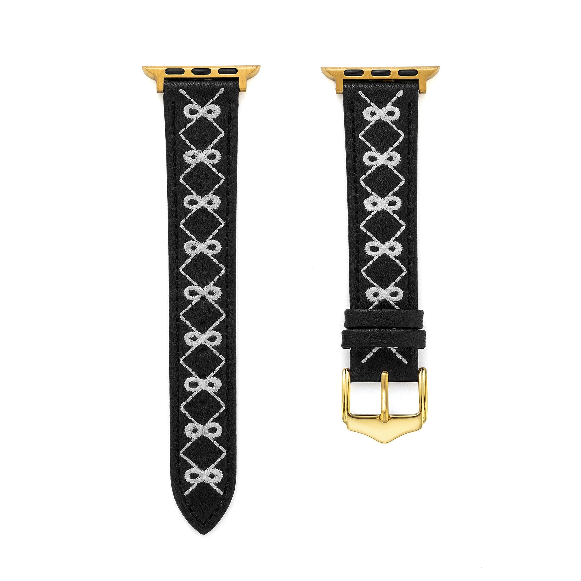 Embroidered Bow Leather Watch Band for Apple Watch