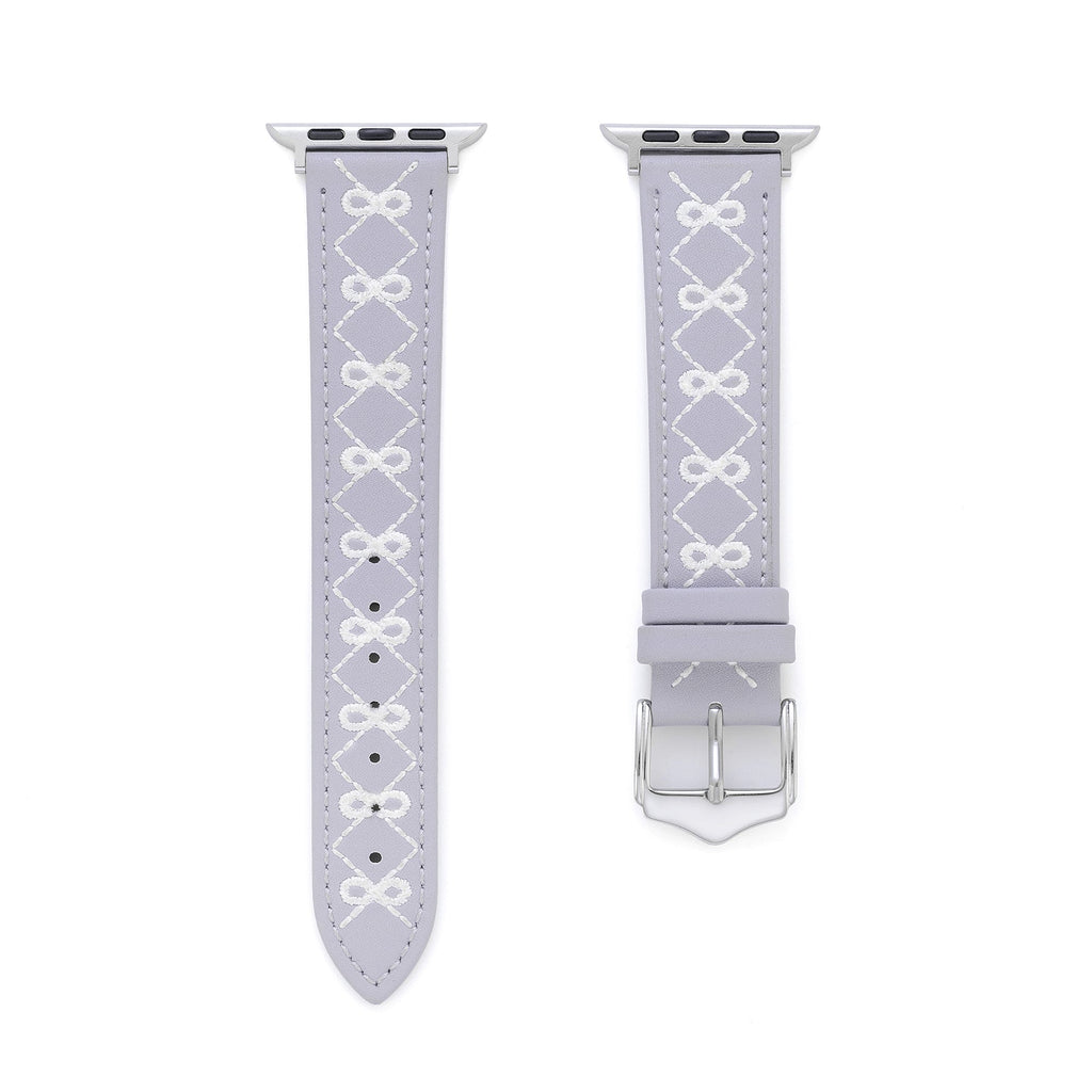 Embroidered Bow Leather Watch Band for Apple Watch