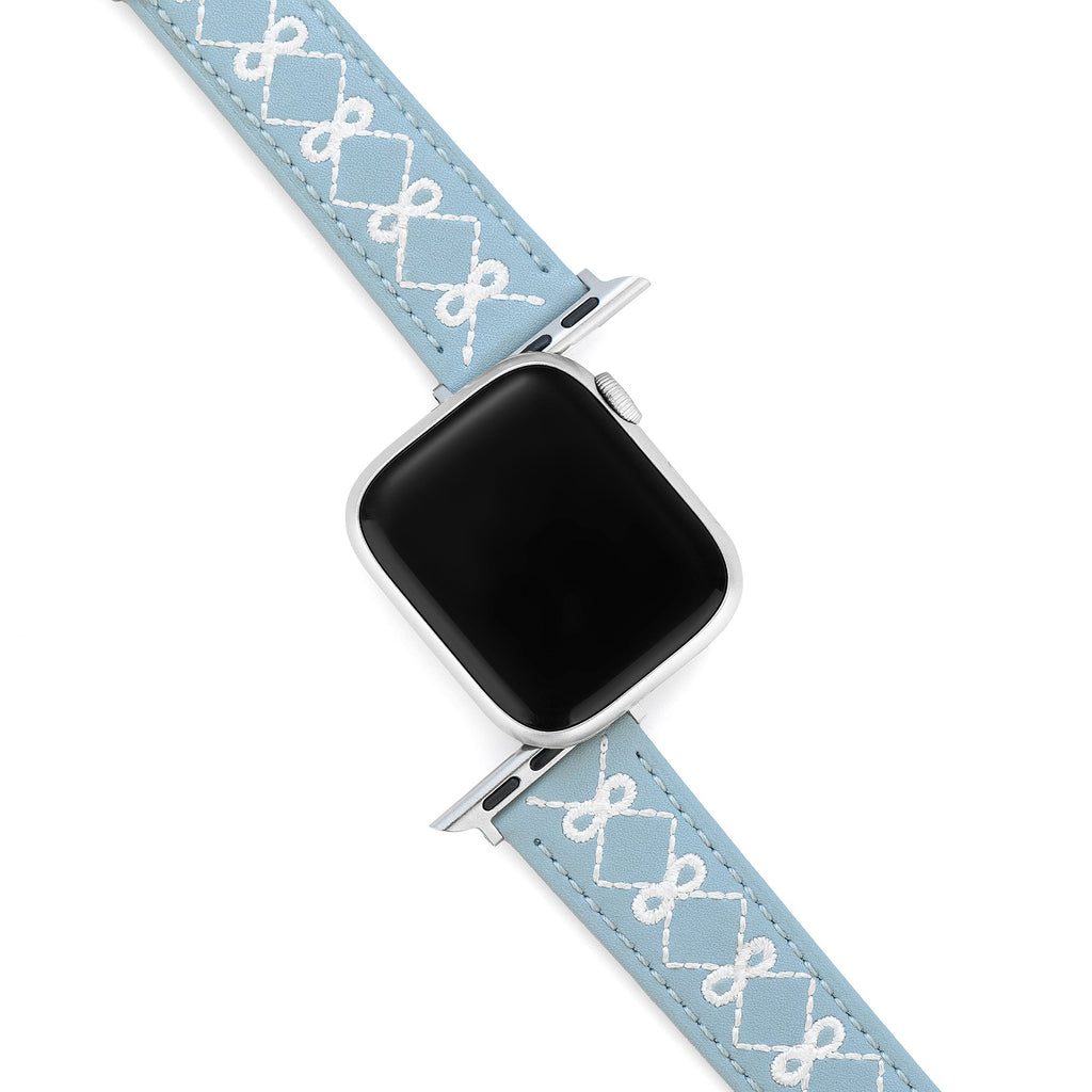 Embroidered Bow Leather Watch Band for Apple Watch