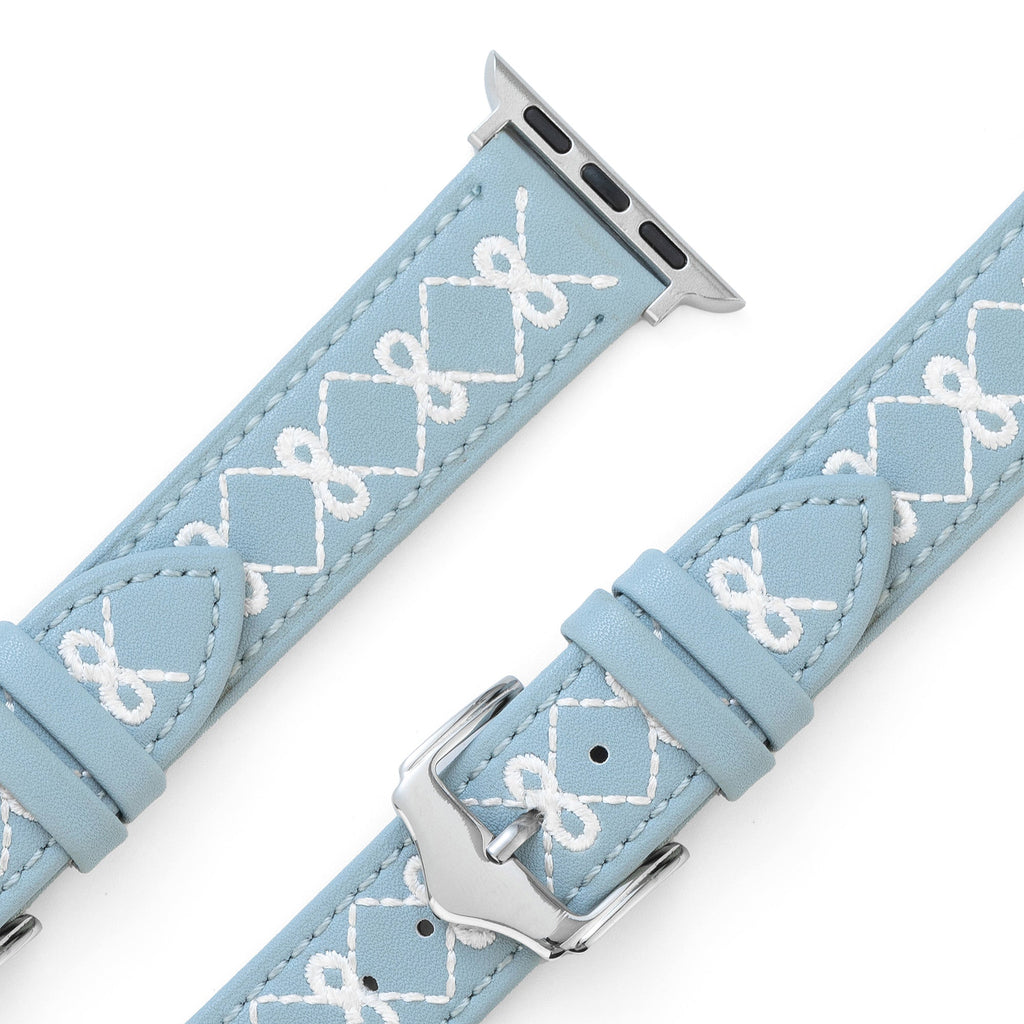 Embroidered Bow Leather Watch Band for Apple Watch