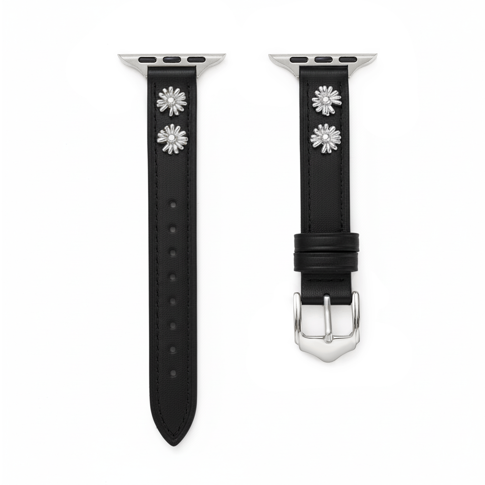 14k Gold / Platinum Plated Daisy Leather Watch Band for Apple Watch