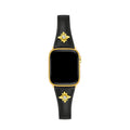 14k Gold / Platinum Plated Floral Accent Leather Watch Band