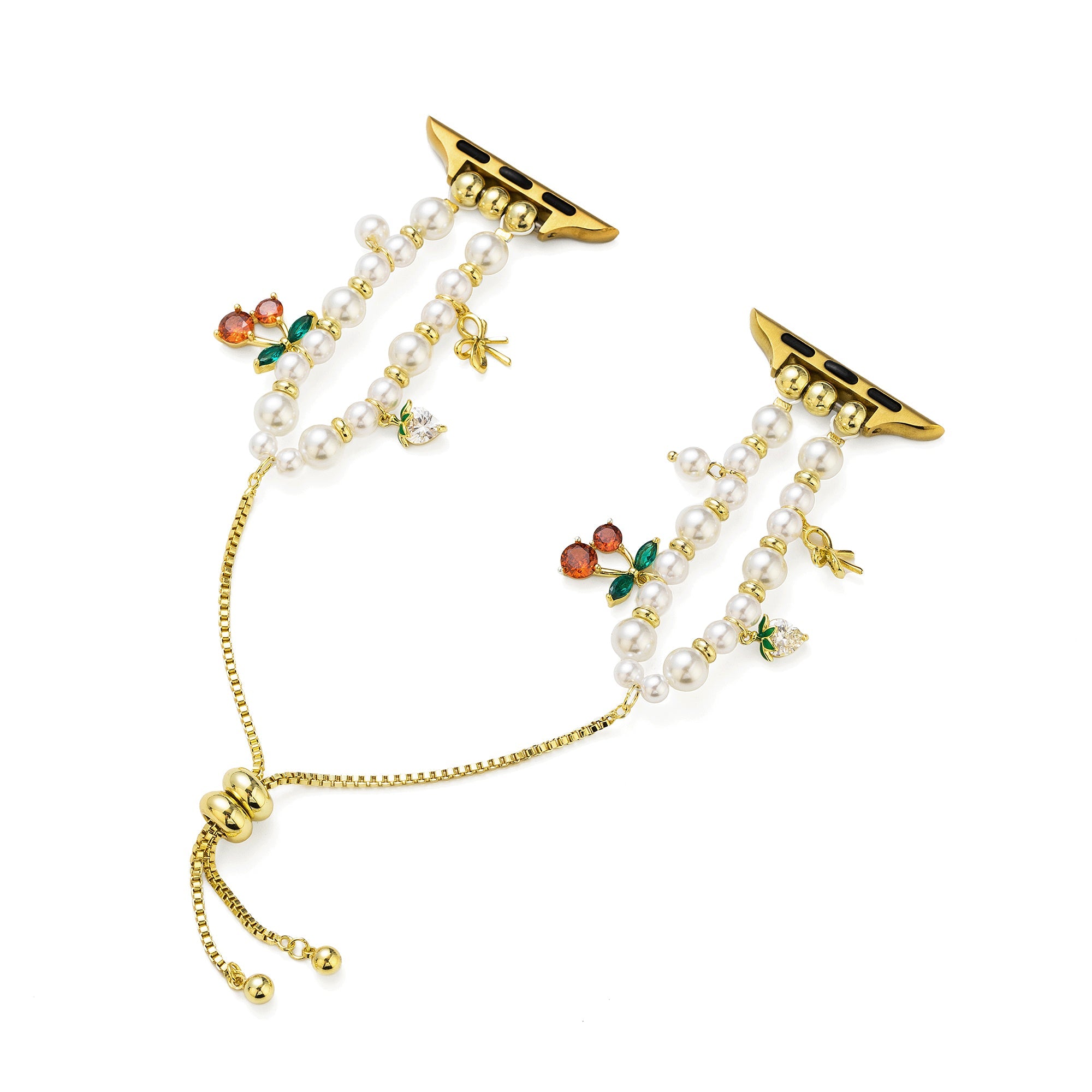 14k Gold Plated Pearl Charm Watch Band