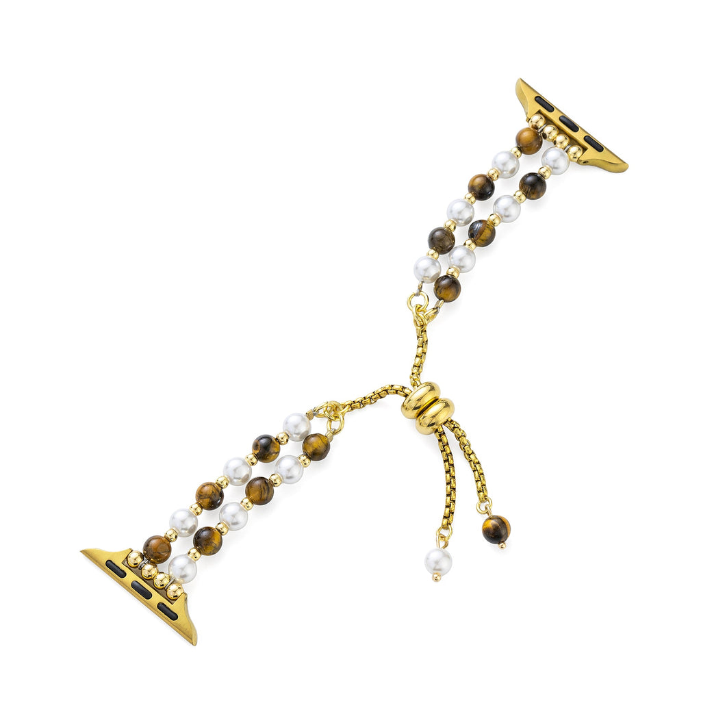 Pearl & Tiger's Eye Beaded Watch Band for Apple Watch