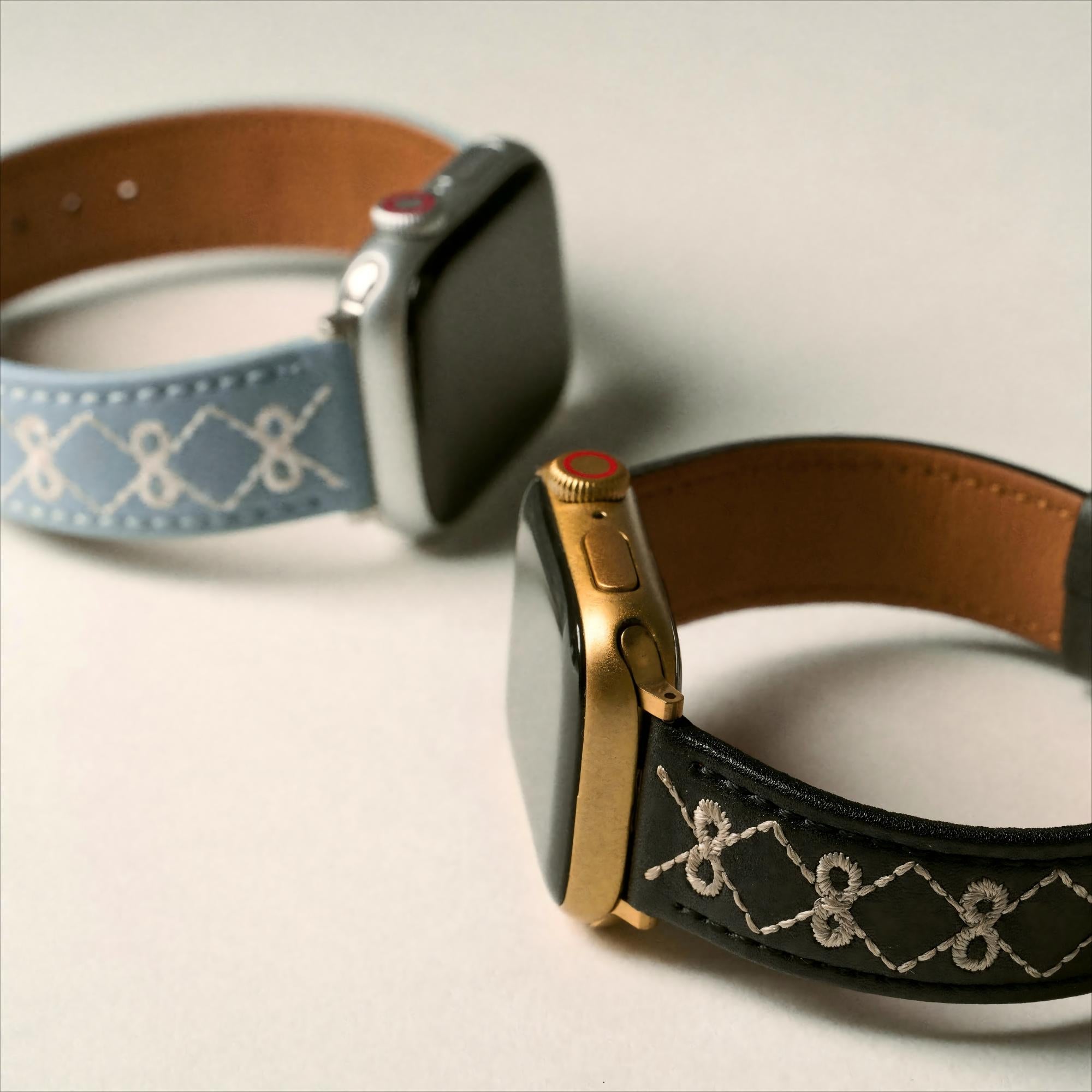 Embroidered Bow Leather Watch Band for Apple Watch