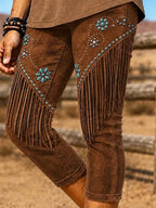 Women'S Vintage Tasseled Cropped Pants