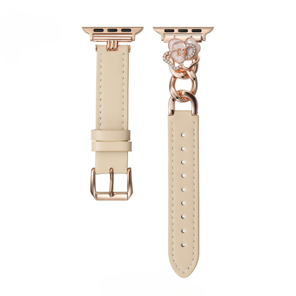 Camellia Chain Leather Watch Band for Apple Watch