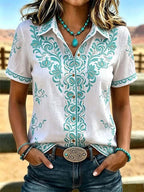 Women'S Casual Retro Print Shirt