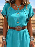 Women'S Casual Tassel Patchwork Dress
