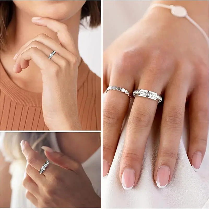 Anxiety Rings for Women & Men - Titanium Steel Fidget Band
