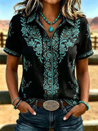 Women'S Casual Retro Print Shirt