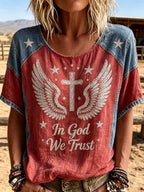 Western-Style Faith Print Women's Top