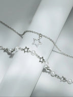 Star & Faux Pearl Decor Pendant Necklace Set for Parties