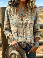 Women'S Casual Retro Print Top
