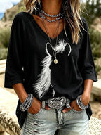 Women's Casual Retro Print Top