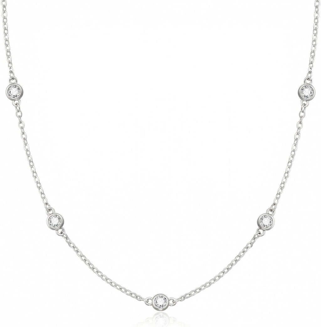 Dainty Silver Gold Necklaces for Women Cute Station Choker Simulated Diamond Necklace Simple Layering CZ Necklace Trendy Jewelry Gifts