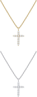 PAVOI 14K Gold Plated Cubic Zirconia Cross Necklace for Women | Cross Faith Pendant Necklaces
