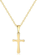 Rotnso Cross Necklace for Women 14K Gold Silver Plated Dainty Small Cross Pendant Choker Simple Trendy Cute Cross Charm Chain Necklace Easter Basket Stuffers Baptism Religious Faith Jewelry Gift
