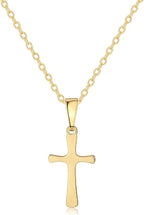 Rotnso Cross Necklace for Women 14K Gold Silver Plated Dainty Small Cross Pendant Choker Simple Trendy Cute Cross Charm Chain Necklace Easter Basket Stuffers Baptism Religious Faith Jewelry Gift