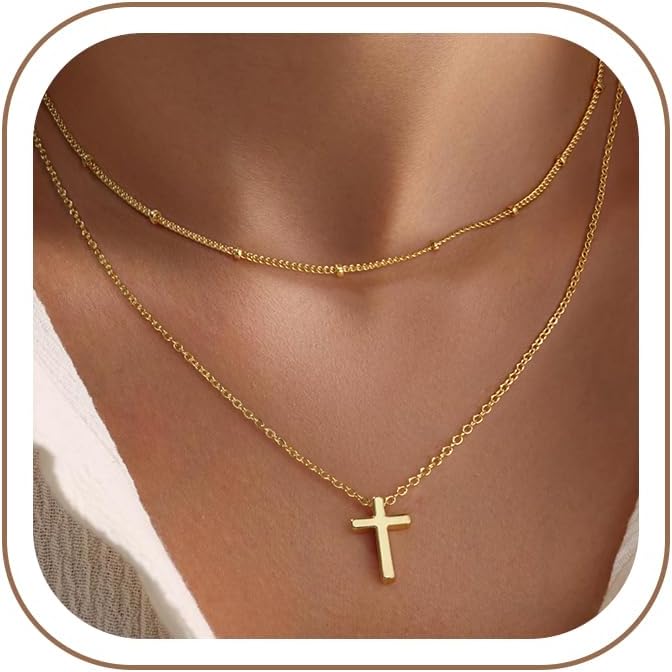 Turandoss 14K Gold Plated Cross Necklaces for Women Girls Jewelry Gifts | Infinity CZ Holy Mary Medal Cross Pendant Necklaces for Women Girls, Baptism Religious Faith Jewelry, First Communion Gifts