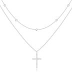 Poxtex Cross Necklace for Women Teen Girls, Dainty 14K Gold Silver Plated Cross Choker Jewelry Non Tarnish Waterproof Cute Simple Small Necklace Christian Baptism Religious Faith Jewelry Gifts