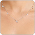 Dainty Silver Gold Necklaces for Women Cute Station Choker Simulated Diamond Necklace Simple Layering CZ Necklace Trendy Jewelry Gifts