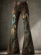 Women'S Casual Retro-Print Trousers