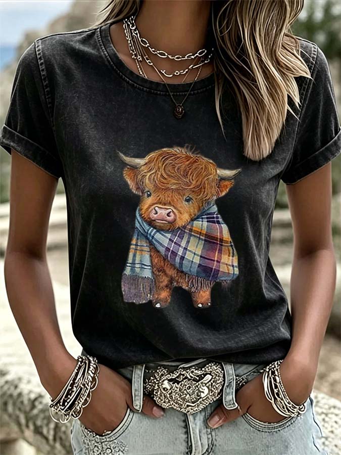Women'S Western Cartoon Animation Printed T-Shirt
